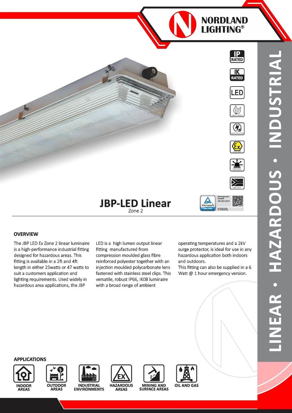 NL21 Nordland JBP-LED ExZone 2 Linear Luminaire